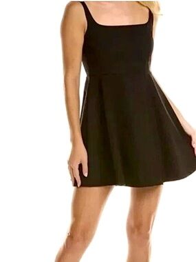 Theory Fit & Flare Mini Dress 2 Black Poplin Designer Evening Party Cocktail NWT